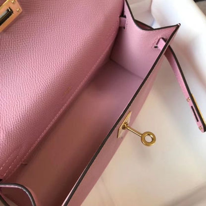 HERM Kelly Pochette Bag In Mauve Sylvestre Epsom Leather