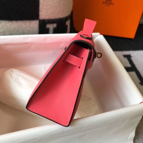 HERM Kelly Pochette Bag In Rose Lipstick Epsom Leather