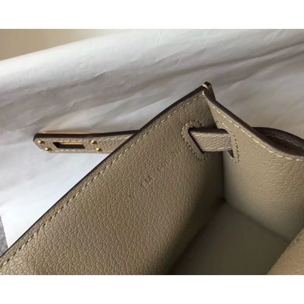 HERM Kelly Pochette Bag In Gris Tourterelle Epsom Leather