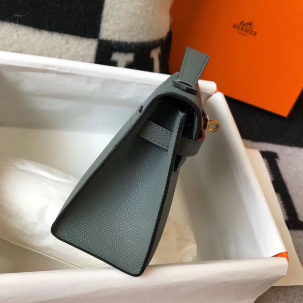 HERM Kelly Pochette Bag In Vert Amande Epsom Leather