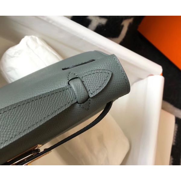 HERM Kelly Pochette Bag In Vert Amande Epsom Leather