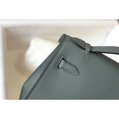 HERM Kelly Pochette Bag In Vert Amande Epsom Leather