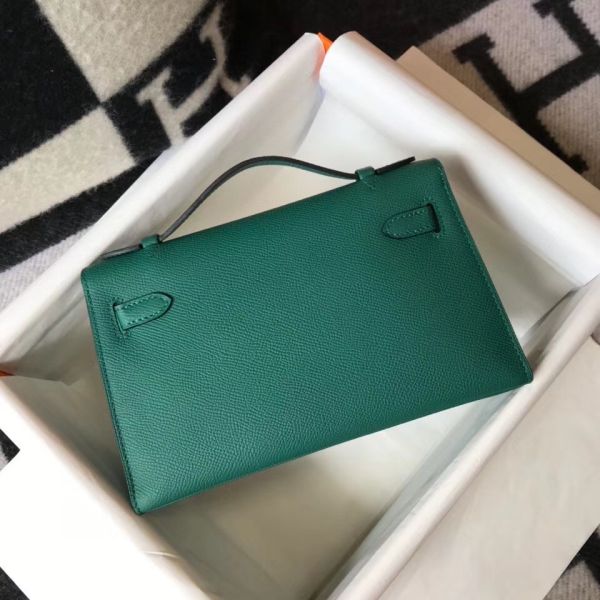 HERM Kelly Pochette Bag In Vert Veronese Epsom Leather