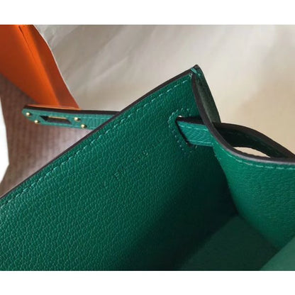 HERM Kelly Pochette Bag In Vert Veronese Epsom Leather