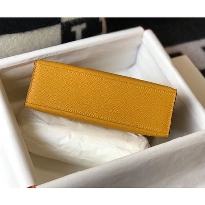 HERM Kelly Pochette Bag In Yellow Epsom Leather