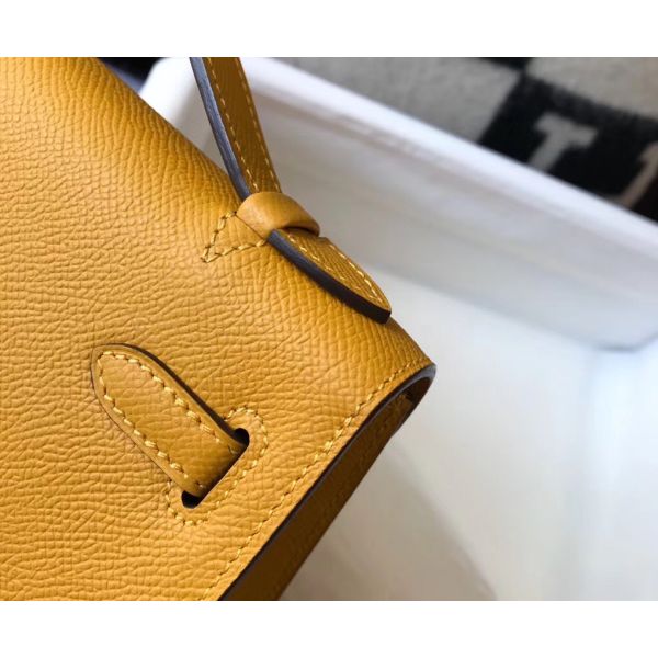 HERM Kelly Pochette Bag In Yellow Epsom Leather