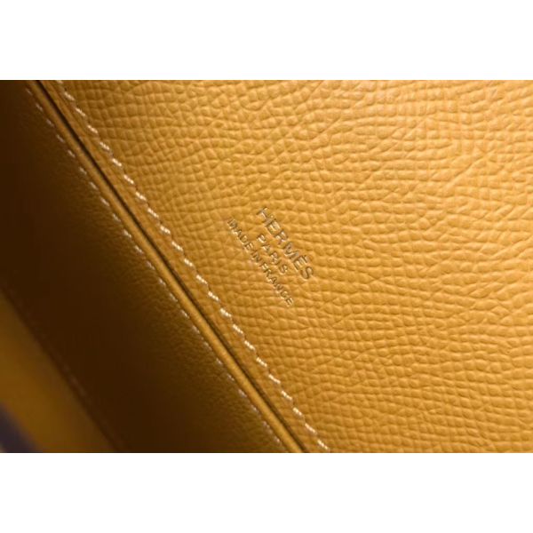 HERM Kelly Pochette Bag In Yellow Epsom Leather