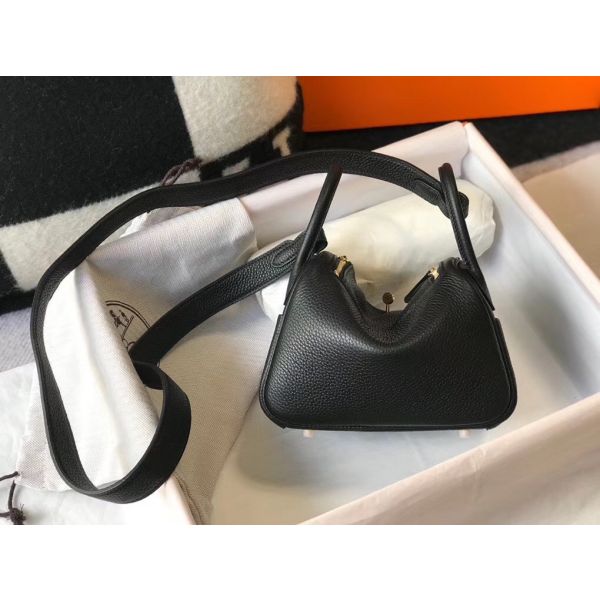 HERM Lindy Mini Bag In Black Clemence Leather GHW