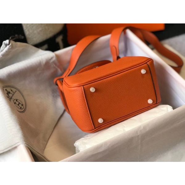 HERM Lindy Mini Bag In Orange Clemence Leather GHW