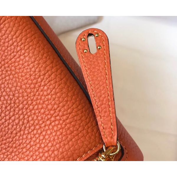 HERM Lindy Mini Bag In Orange Clemence Leather GHW