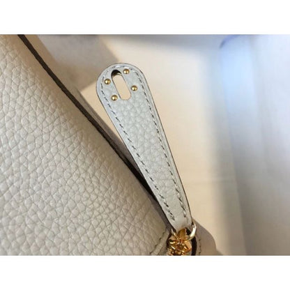 HERM Lindy Mini Bag In Pearl Grey Clemence Leather GHW