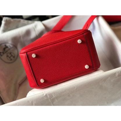 HERM Lindy Mini Bag In Red Clemence Leather GHW
