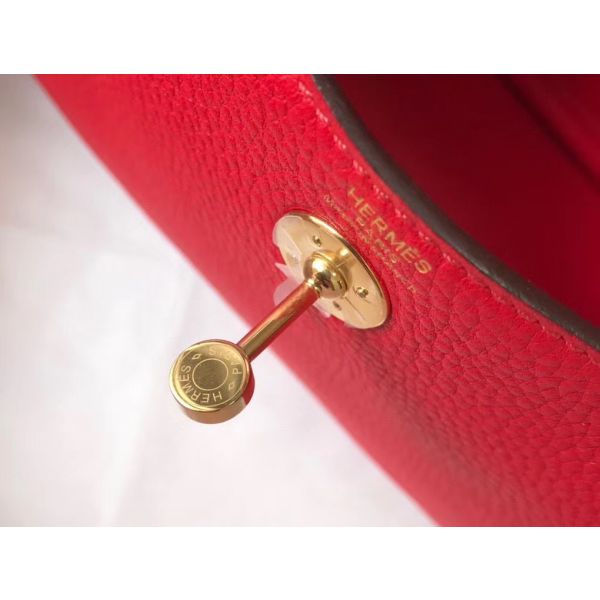 HERM Lindy Mini Bag In Red Clemence Leather GHW