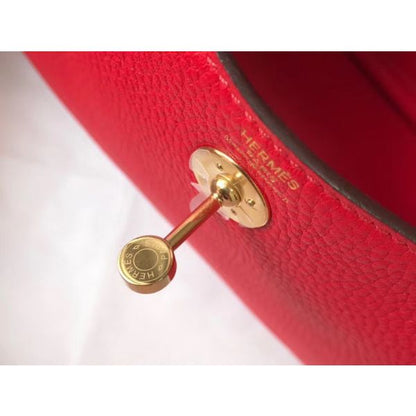 HERM Lindy Mini Bag In Red Clemence Leather GHW