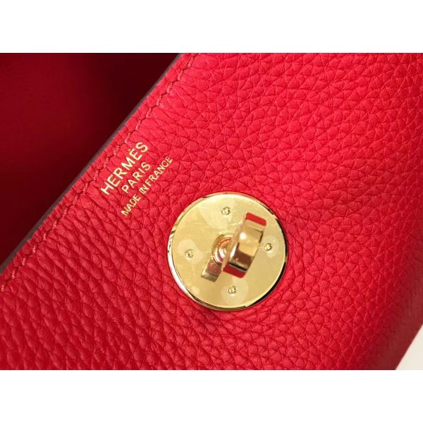 HERM Lindy Mini Bag In Red Clemence Leather GHW