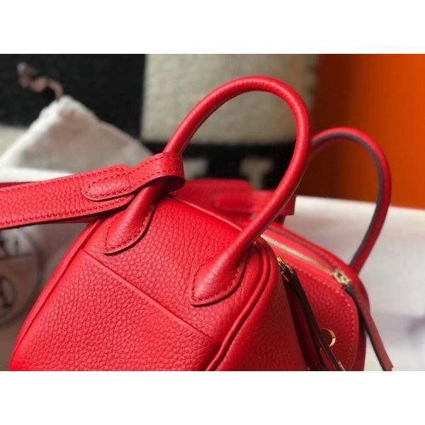 HERM Lindy Mini Bag In Red Clemence Leather GHW