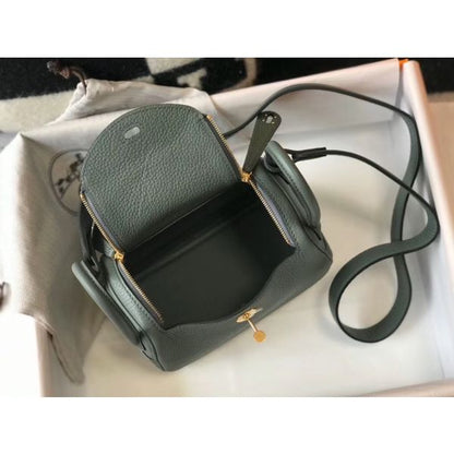 HERM Lindy Mini Bag In Vert Amande Clemence Leather GHW