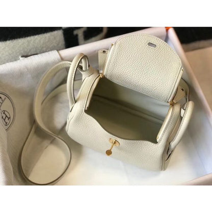 HERM Lindy Mini Bag In White Clemence Leather GHW