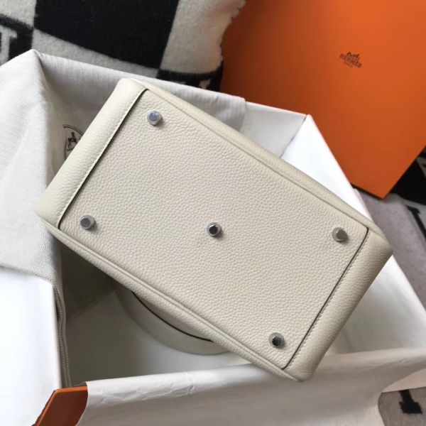 HERM Lindy 26cm Bag In Beton Clemence Leather PHW