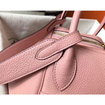 HERM Lindy 26cm Bag In Pink Clemence Leather GHW