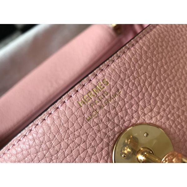 HERM Lindy 26cm Bag In Pink Clemence Leather GHW