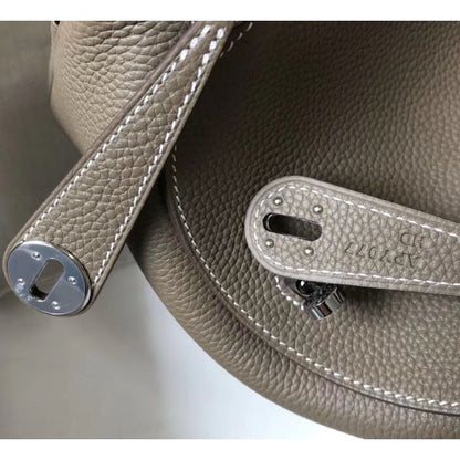 HERM Lindy 26cm Bag In Taupe Grey Clemence Leather