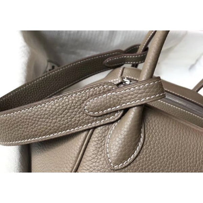 HERM Lindy 26cm Bag In Taupe Grey Clemence Leather
