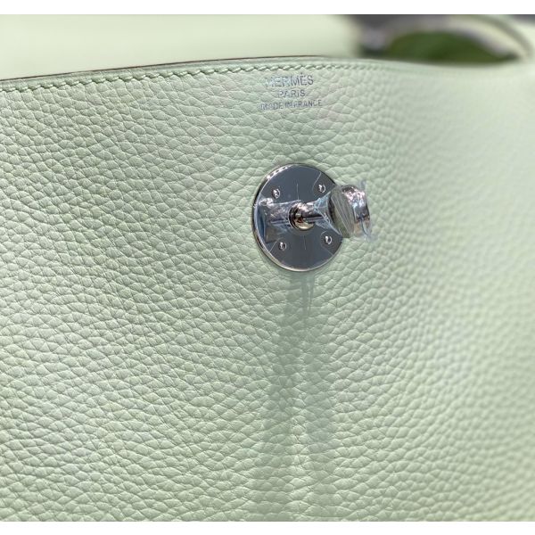 HERM Lindy 26cm Bag In Vert Fizz Clemence Leather GHW