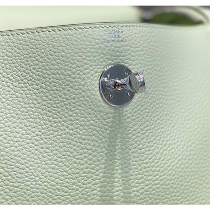 HERM Lindy 26cm Bag In Vert Fizz Clemence Leather GHW