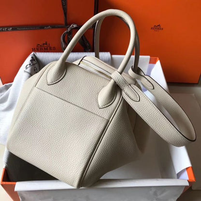 HERM Lindy 30cm Bag In Beton Clemence Leather GHW