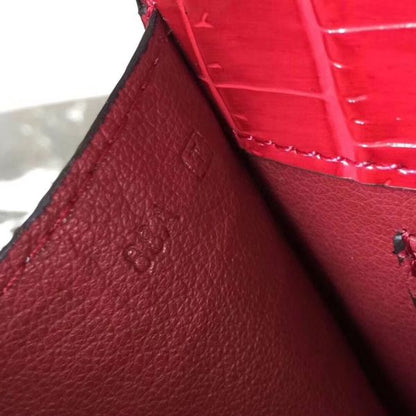 HERM Medor Clutch Bag In Red Crocodile Leather