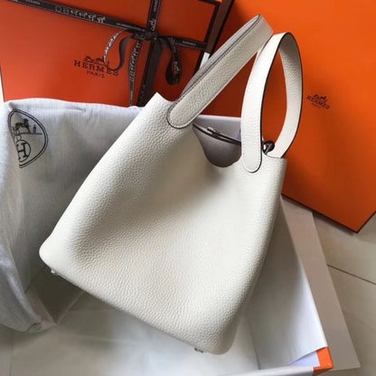 HERM Picotin Lock 18 Bag In Beton Clemence Leather