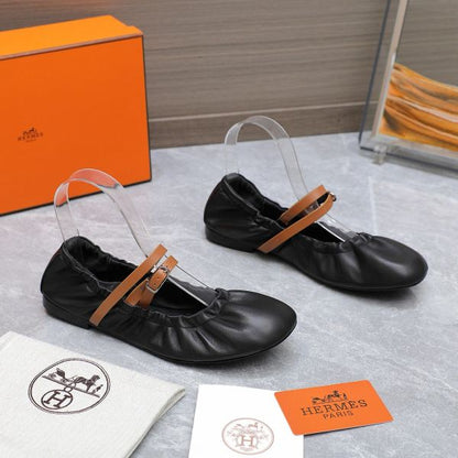HERM Jolly Ballet Flats in Black Nappa Leather