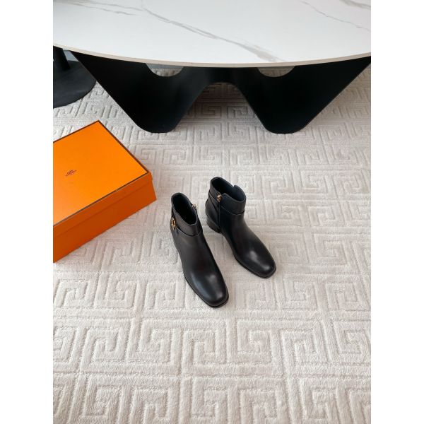 HERM Jill 60 Ankle Boots in Black Calfskin