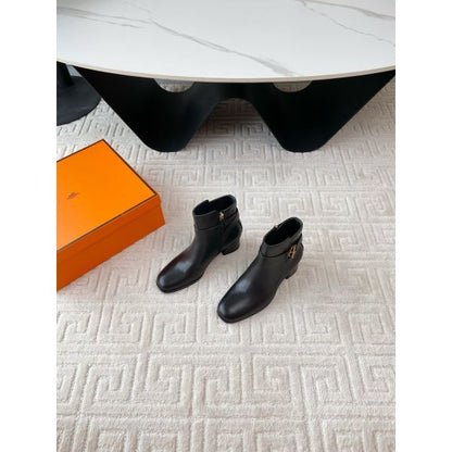 HERM Jill 60 Ankle Boots in Black Calfskin