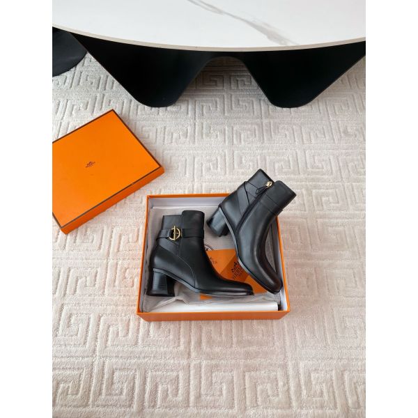 HERM Jill 60 Ankle Boots in Black Calfskin