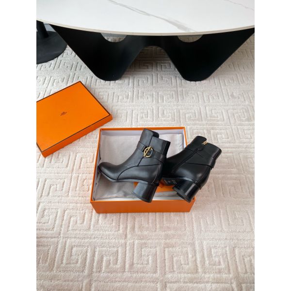 HERM Jill 60 Ankle Boots in Black Calfskin