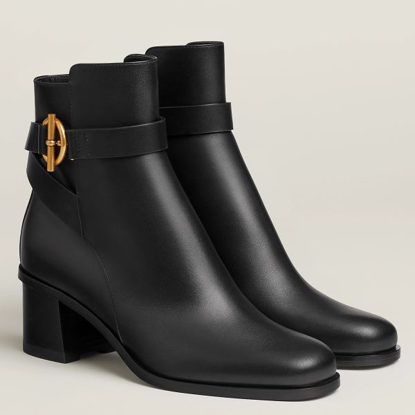 HERM Jill 60 Ankle Boots in Black Calfskin