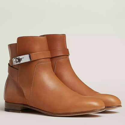 HERM Neo Ankle Boots in Brown Calfskin