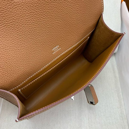 HERM Sac a Depeches 21 Bag in Gold Clemence Leather