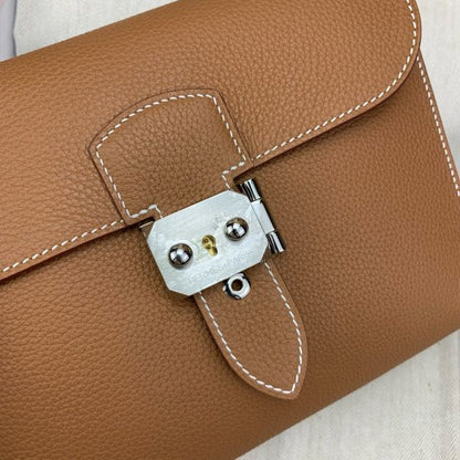 HERM Sac a Depeches 21 Bag in Gold Clemence Leather