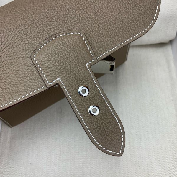 HERM Sac a Depeches 21 Bag in Taupe Clemence Leather