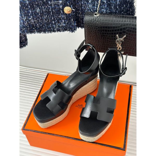 HERM Elda Espadrilles in Black Leather