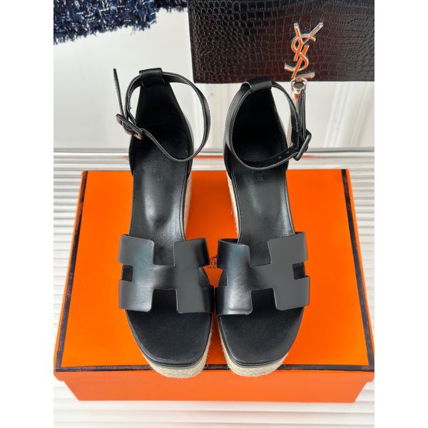 HERM Elda Espadrilles in Black Leather