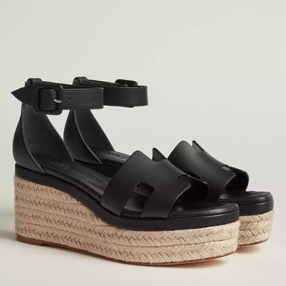 HERM Elda Espadrilles in Black Leather