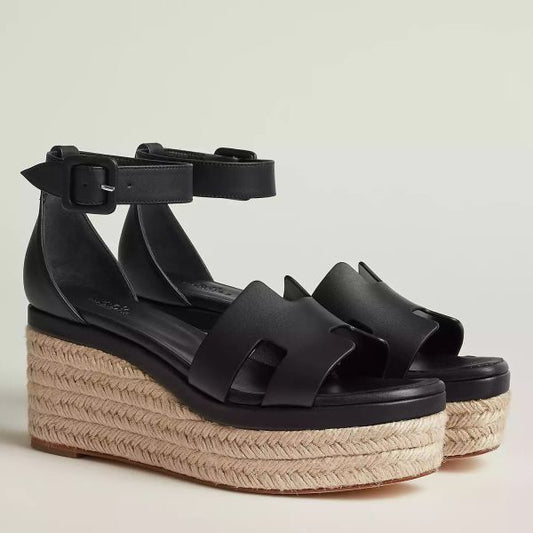 HERM Elda Espadrilles in Black Leather