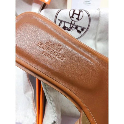 HERM Oran Sandals In Brown Leather With Stitched Detail