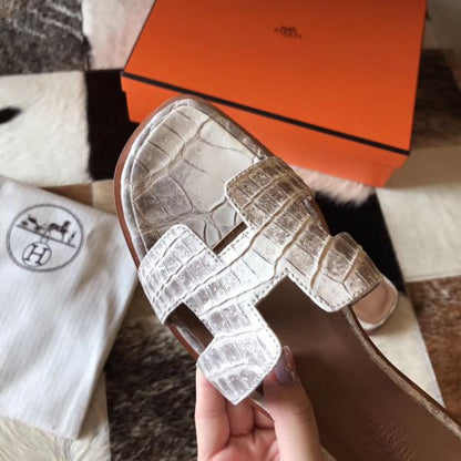HERM Oran Sandals In Himalaya Matt Niloticus Crocodile