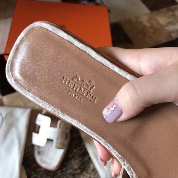 HERM Oran Sandals In Himalaya Matt Niloticus Crocodile