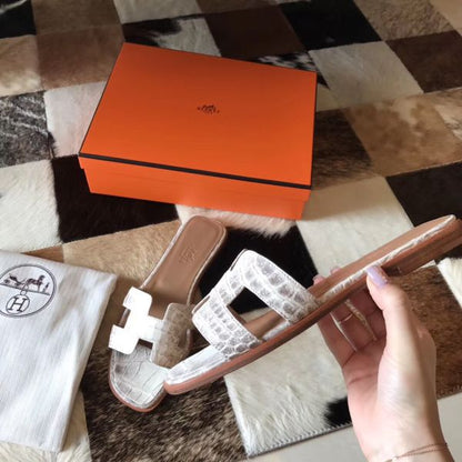 HERM Oran Sandals In Himalaya Matt Niloticus Crocodile